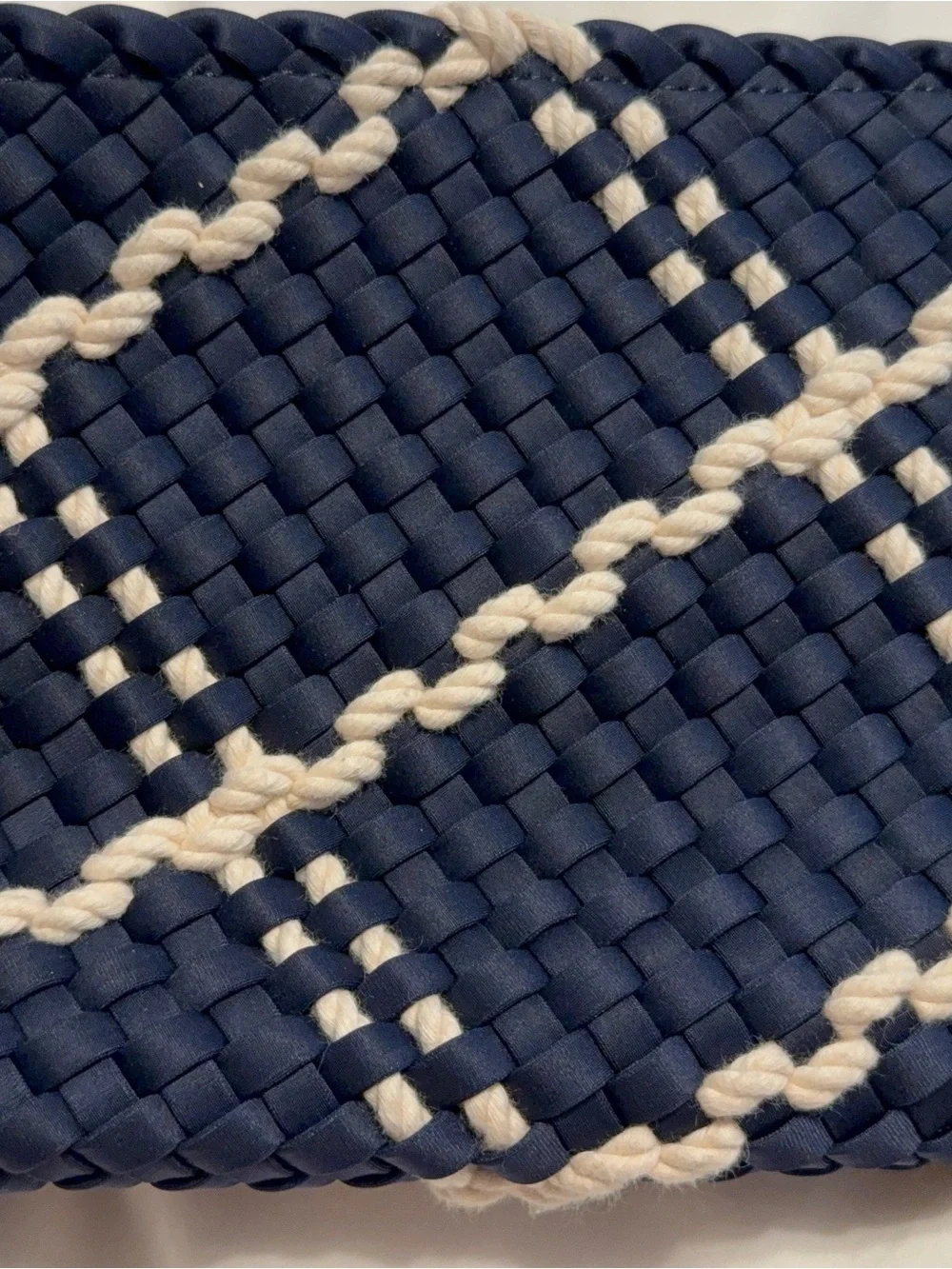 Naghedi Navy and Cream Woven Plaid Clutch